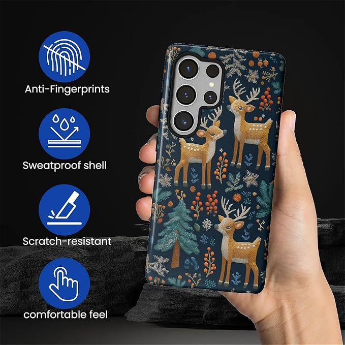 Case for Samsung Galaxy S25 Ultra Case, Cute Christmas Reindeer Design Hybrid - Image 3
