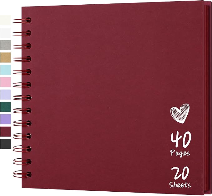 Scrapbook 7x7 Inch DIY Scrapbook Album Hardcover Kraft Paper 40 pages/20 sheets by Hiwhy