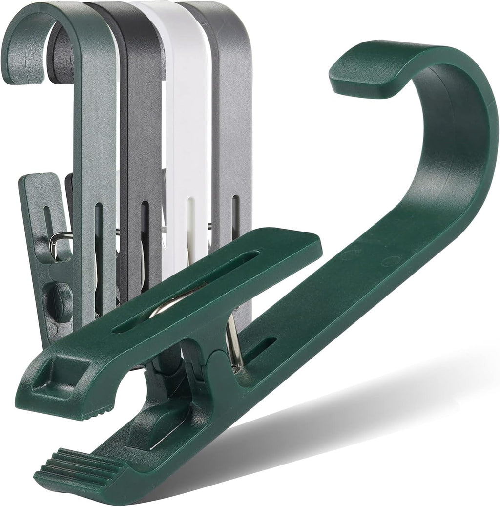 8 Pcs Large Clothes Pins Towel Clips, Multipurpose Clothes Pins Hook, Strong Plastic Clothes Hanger. S Hook for Shower Curtain Laundry Clothes pins