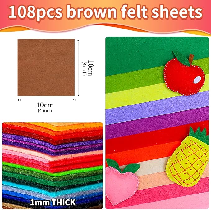 IOOLEEM Brown Felt Sheets, Pre-Cut - Image 2