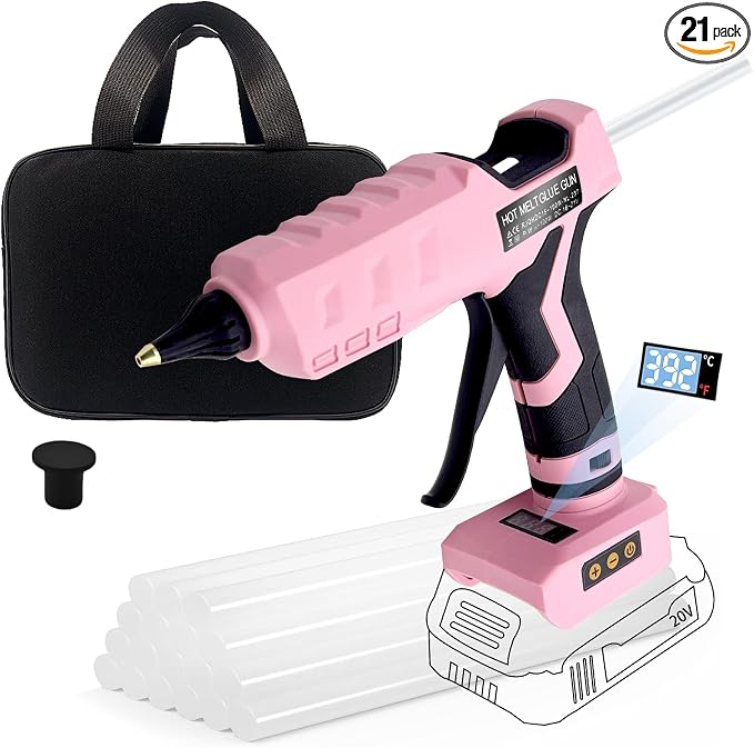 100W Cordless Glue Gun for Dewalt 20V MAX Battery- 20 Full Size Glue Sticks | by Liumai