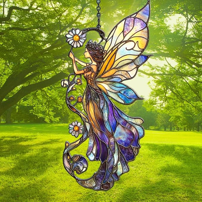 Fairy Acrylic Suncatcher Stained Glass Effect Window Car Hanging Christmas - Image 3