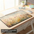 Beige Watercolor Flower Desk Mat, Oil Painting Style Desk Matt, Plant Flower - Image 6