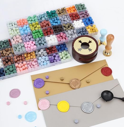 Metallic Assorted Wax Seal Beads, 832 Pieces Octagon Sealing Wax Pellets in 32 - Image 4