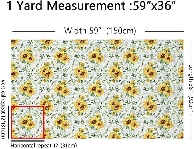 Rustic Sunflowers Fabric by The Yard, Watercolor Floral Flannel Polyester Fabric - Image 2