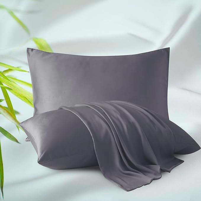 Bamboo Viscose Zippered Pillow Cases King Size Set of 2, 400 Thread Count by ZaizaiHome