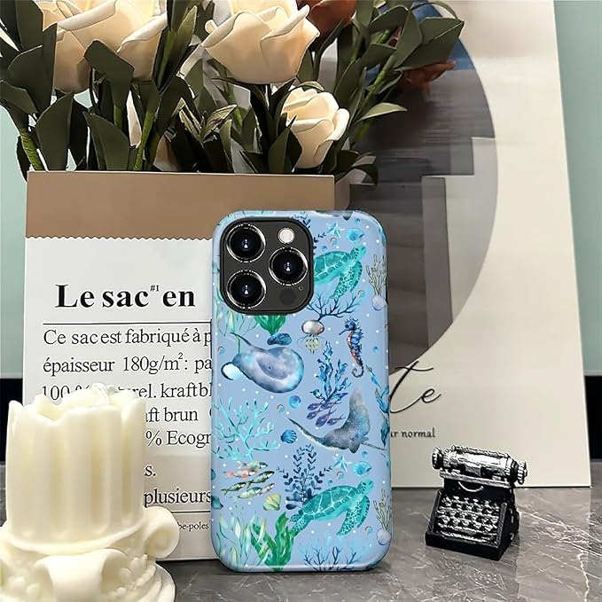 ZHEGAILIAN Case for iPhone 16 Pro Max, Ocean Stingray Turtle Seahorse Durable - Image 7