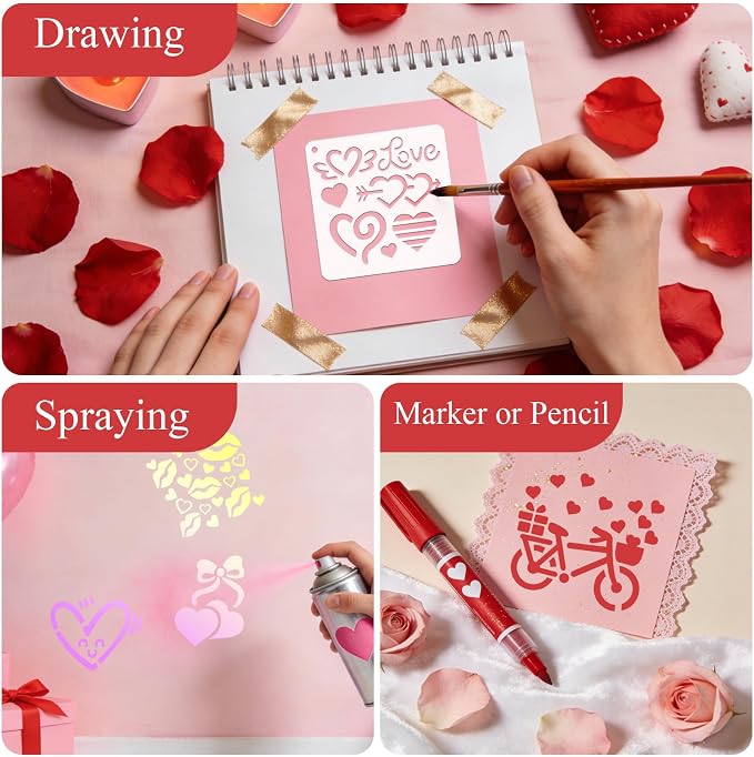 72 PCS 3x3 Inch Valentine‘s Day Stencils - Image 9