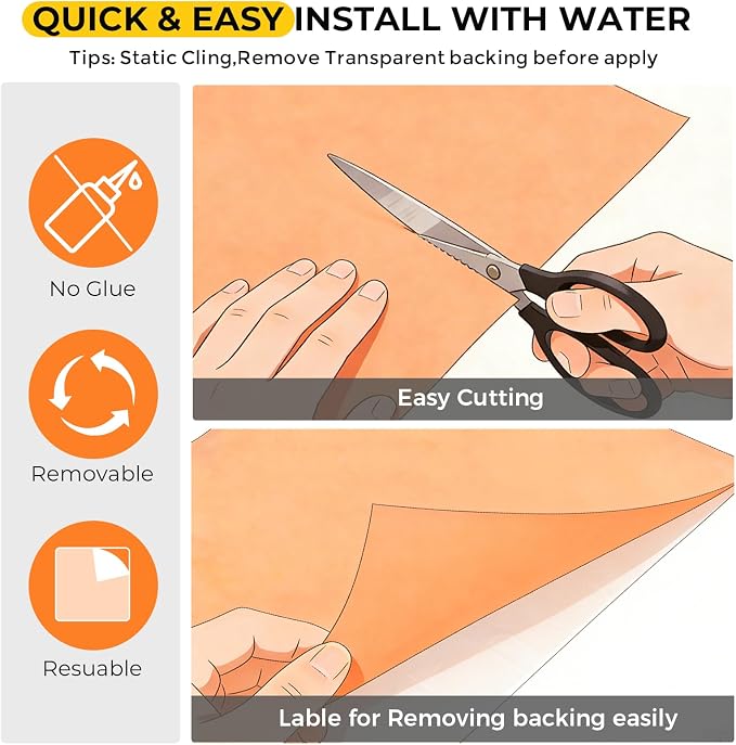 OHTMERU 3D Stained Glass Window Privacy Film, Heat Control UV Blocking Static - Image 9