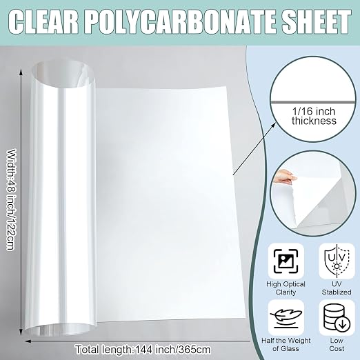 Beeveer Polycarbonate Clear Plastic Sheet 1 Pcs 48" x 144" Flexible Sheet Panels - Image 2