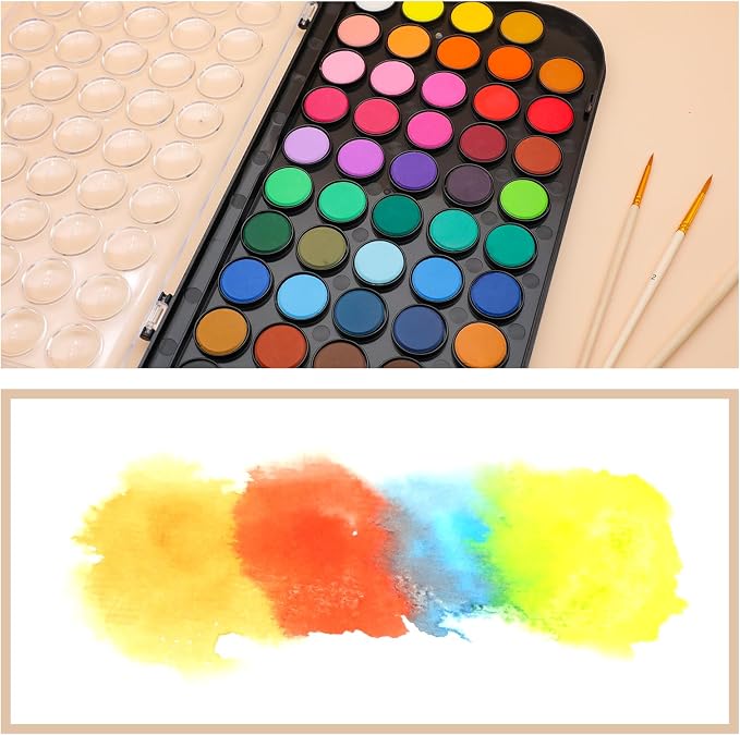 Artecho 48 Colors Watercolor Paint Set, Portable Travel Watercolor Cake Kit - Image 3