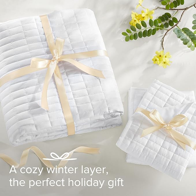 Comfort Spaces White Oversized Queen Quilt Set 102"x118" Bedspread Quilted - Image 7