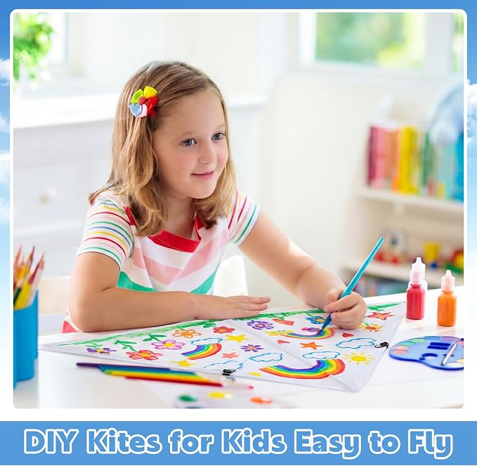 Syhood 20 Pcs DIY Blank Kites Set 24 Inch Summer Decorating Coloring Kites - Image 4