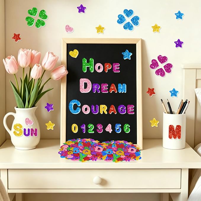 616PCS Glitter Foam Letter Stickers, Colorful Alphabet Number Stickers - Image 5