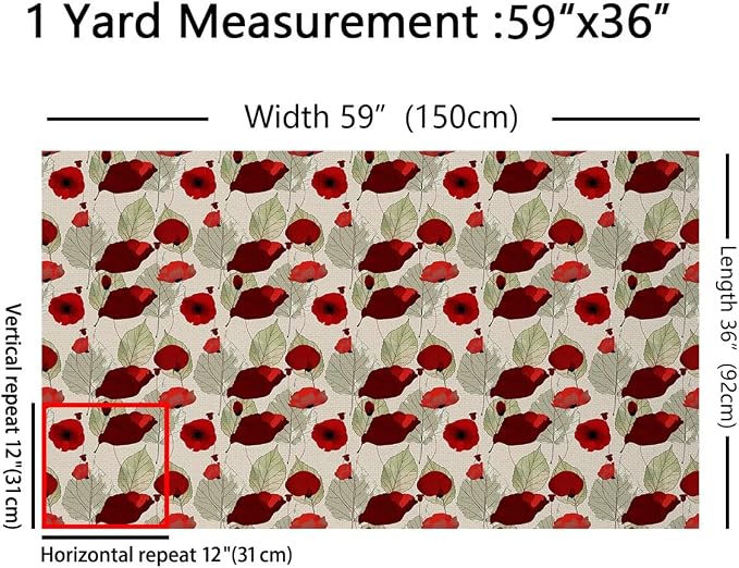 Feelyou Poppy Flower Upholstery Fabric - Image 2