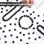 BONNY BOXX 1000pcs 6mm Acrylic Faceted Round Crystal Beads Solid Black Loose - Image 4