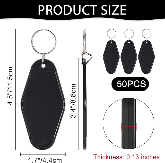 Yoption 50pcs Blank Motel Keychain Bulk - Image 3