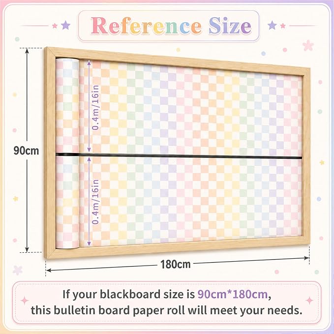 Colorful Checkered Bulletin Board Roll Non-Woven Fabric Poster 16in X 12ft | - Image 3