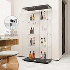 FLYMUHJIA Glass Display Cabinet Kitchen Pantry Storage Cabinet Corner Bar - Image 7