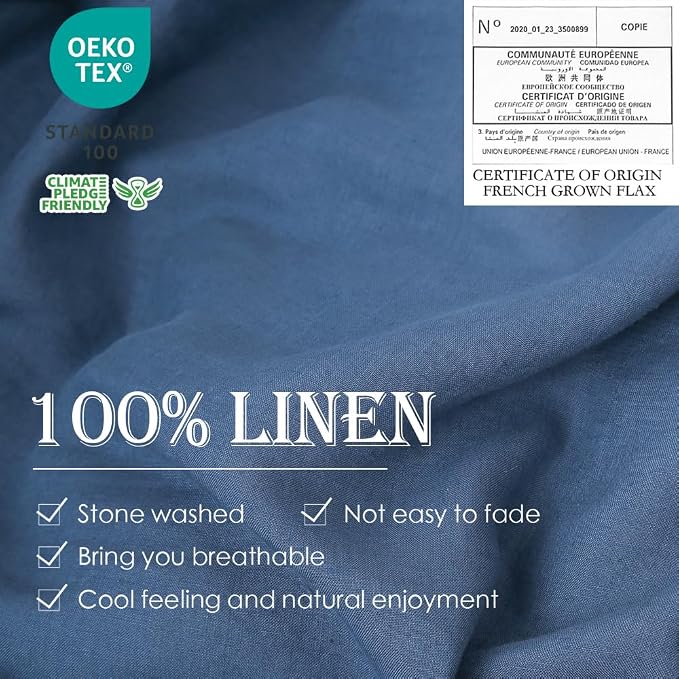 Simple&Opulence 100% Linen Duvet Cover Set 2pcs Basic Style Natural French - Image 2