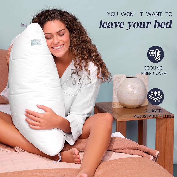 Nuzzle Pillows Standard Size Set of 2 Cooling Adjustable Pillows - Image 6