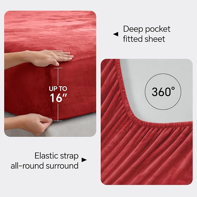 BEDELITE Flannel Sheets Full Size Red - Image 4