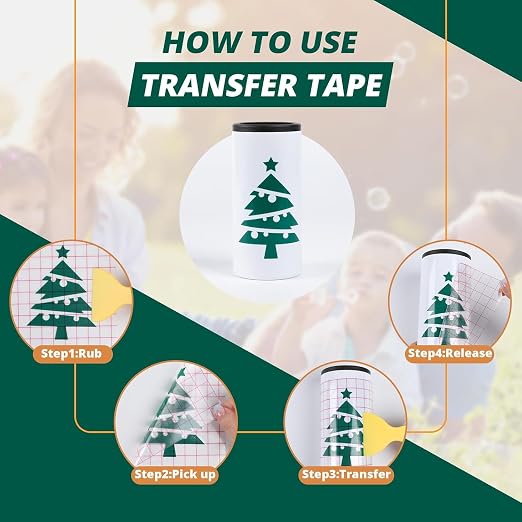HTVRONT Transfer Tape for Vinyl -12" x 16 FT w/Red Alignment Grid Transfer Paper - Image 6