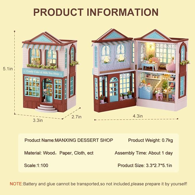 DIY Miniature House Kit, CUTEROOM Wooden Dollhouse Kit Mini House Making Kit - Image 2