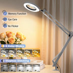 10X Magnifying Glass with Light and Clamp, Real Glass Stand Lighted Magnifier - Image 5