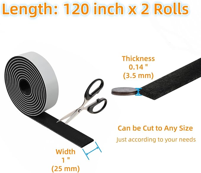 Felt Strips with Adhesive Backing – Furnigear Heavy Duty Cuttable Felt Tape - Image 2