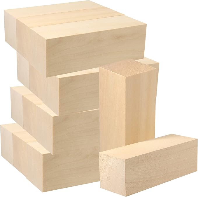 JAPCHET 12 Pieces 6 x 2 x 2 Inch Basswood Carving Blocks, Natural Unfinished by JAPCHET