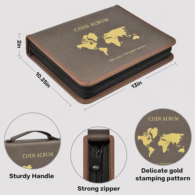Coin Collection Book Holder for Collectors, 200 Pockets Collecting Album& 30 - Image 4