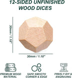 Unfinished Wood Crafts Dice, 6 Pack DIY Wooden Dices 12 Sided Blank Wood Dices - Image 2