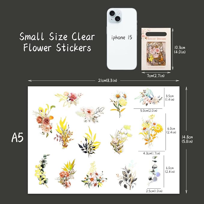 Dizdkizd Holographic Flower and Leaf Sticker Set, 240 Foil Gold Botanical - Image 8