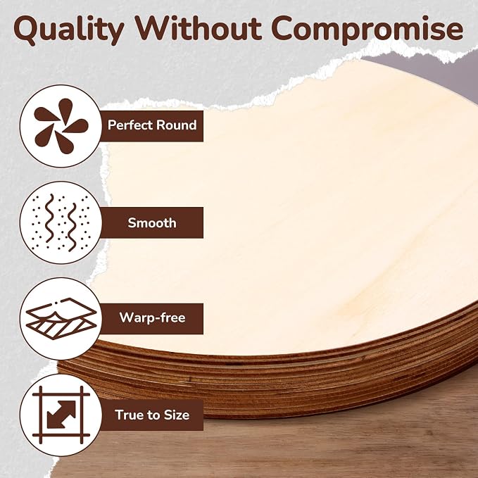 Philorn 12Pcs Wood Circles | Crafts 12 Inch Unfinished Wooden Door Hanger Sign - Image 3
