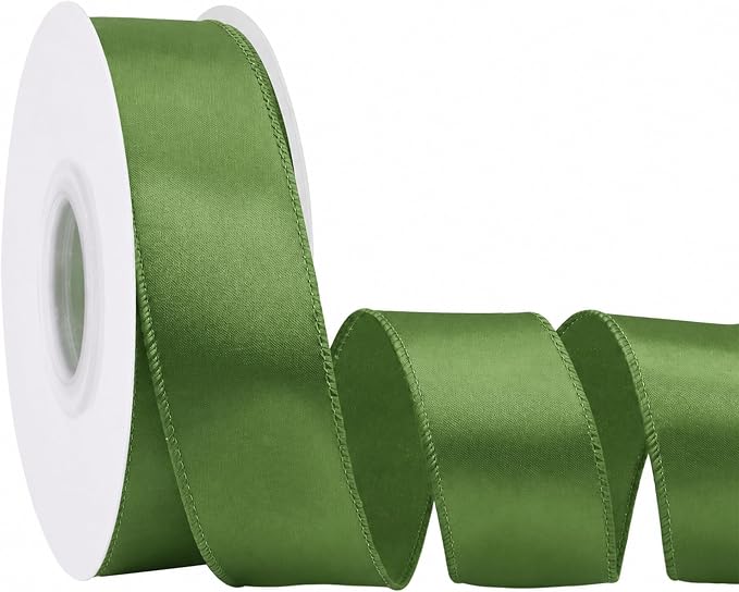 Spring Moss 1.5 Inch Continuous 25 Yards Satin Wired Ribbon by Simplegoal