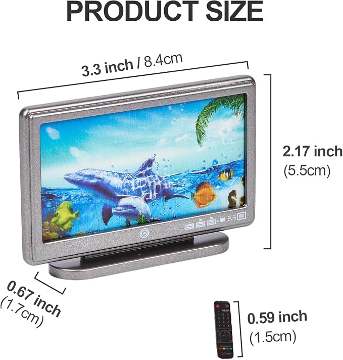 1:12 Scale Miniature TV Set, Tiny Television Dollhouse Furniture Accessories - Image 3