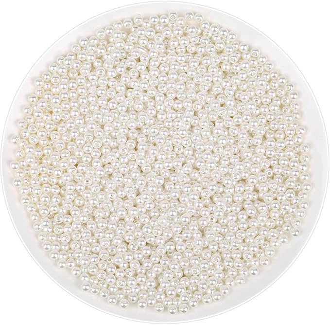 Pearl Beads for Craft, Anezus 2000pcs Ivory Faux Fake Pearls, 4 MM Small Sew on by anezus