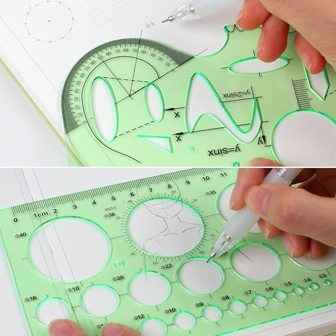 11PCS Geometric Drawings Templates, Drafting Stencils Measuring Tools, - Image 6
