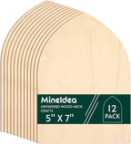 12 Pack Unfinished Gothic Arch Wood Plaque, 5” x 7” Basswood Shield Plaque by MineIdea