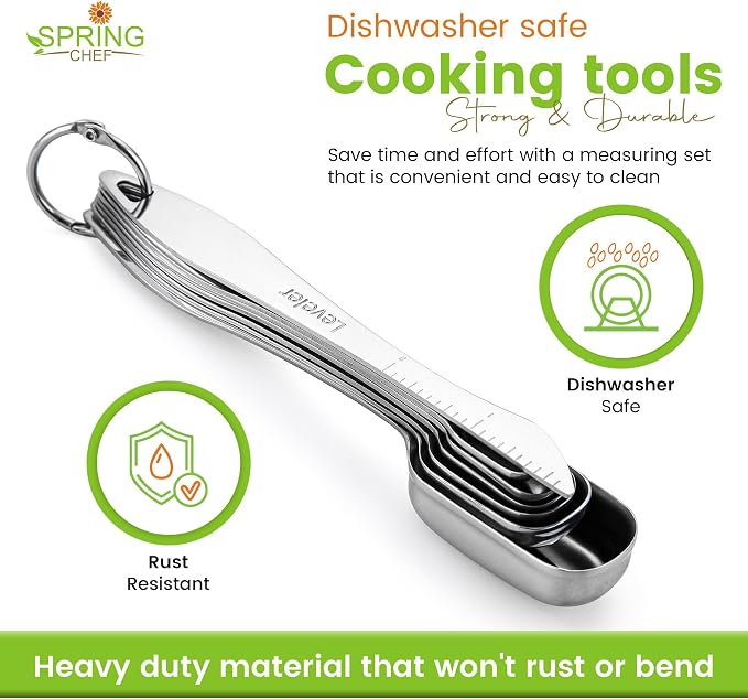 Spring Chef Stainless Steel Measuring Cups and Spoons Set of 14 w/Leveler | - Image 8