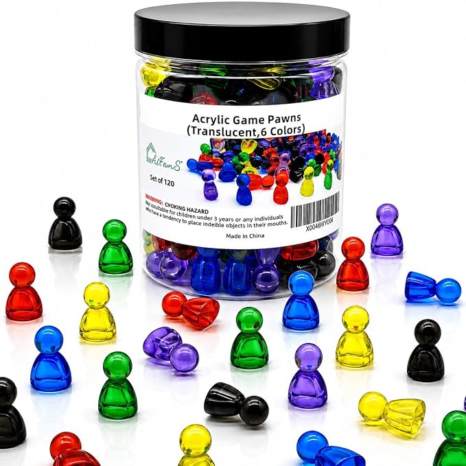 Game Pawns, 120 Pieces, 6 Colors, Translucent Game Pieces | Plastic Tokens by BetterDecorationBetterLife