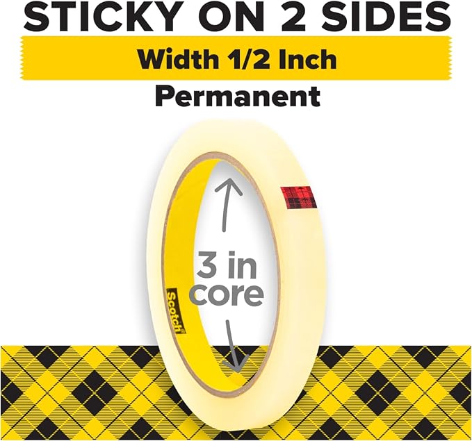Double Sided Office Tape, 1/2" x 36 yards - Image 2