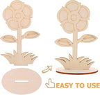 Toyvian 12Pcs Unfinished Wooden Flower Ornaments - Image 2
