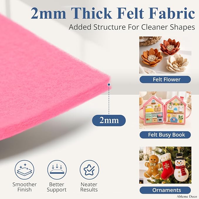 12" x 12" Felt Sheets for Crafts, 2mm Stiff Felt Fabric, Polyester Felt Squares - Image 2