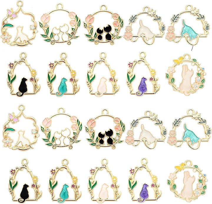 Bulk Gold Enamel Charms for Jewelry Making, Colorful Metal Charms Pendant for by stino