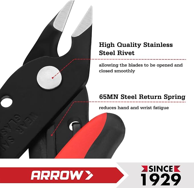ARROW Micro Wire Cutters, Side & Diagonal Flush Cut Pliers - Image 6