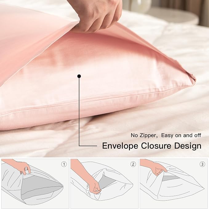 100% Cotton Standard Pillowcases Set of 2, Deep Dream 600 Thread Count Pillow - Image 3