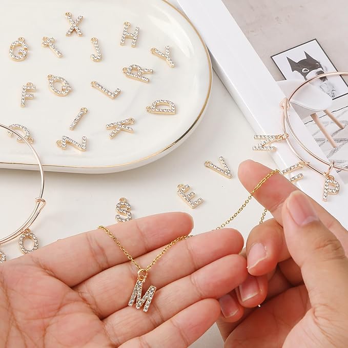 SANNIX 26Pcs Letter Charms, Full Rhinestone Letter Charms - Image 5