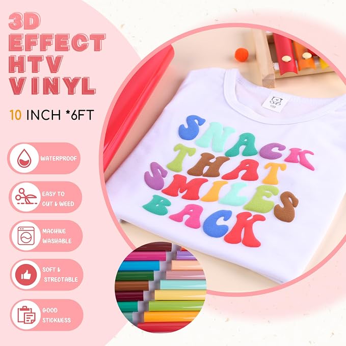 Tintnut Pastel Red Puff Heat Transfer Vinyl Roll, easy cut & weed, stretch - Image 2